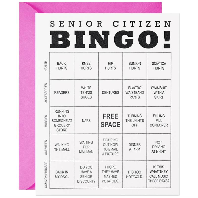 Senior Citizen Bingo Birthday Card - Unique Cards + Gifts – FRIVVY