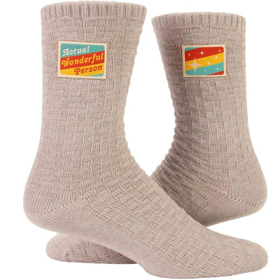 Actual Wonderful Person Tag Socks - Blue Q