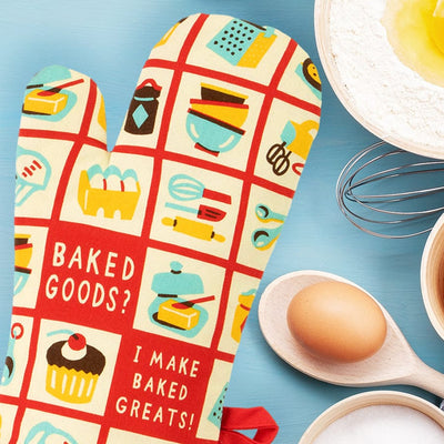Baked Goods? I Make Baked Greats! Oven Mitt - Blue Q