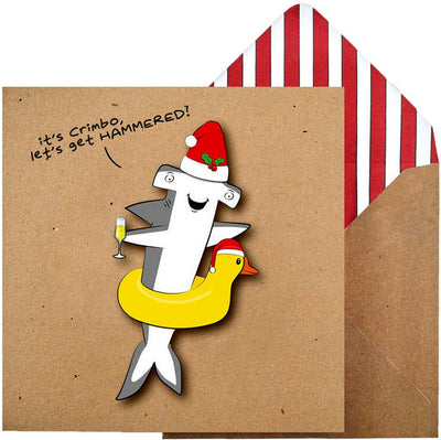 Let's Get Hammered It's Christmas Shark Card - Perpetual Kid