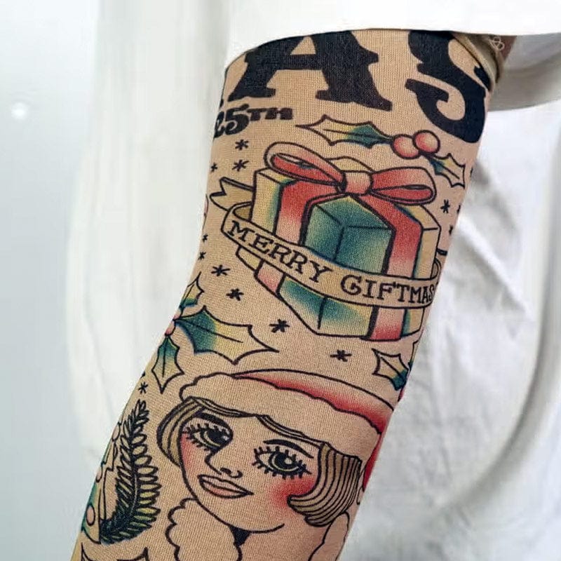 Christmas Fake Tattoo Sleeves - Merry Christmas Tattoos