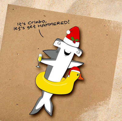 Let's Get Hammered It's Christmas Shark Card - Perpetual Kid