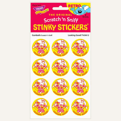 Looking Good! Gumball Scented Retro Scratch 'n Sniff Stinky Stickers - Perpetual Kid