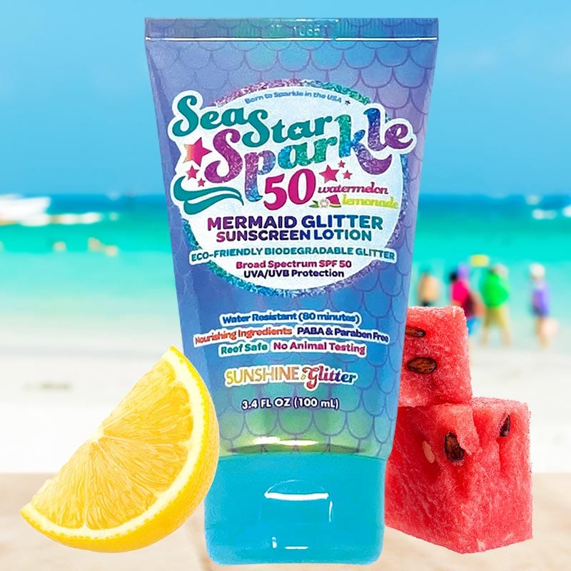Mermaid Watermelon Lemonade Scented Glitter Sunscreen