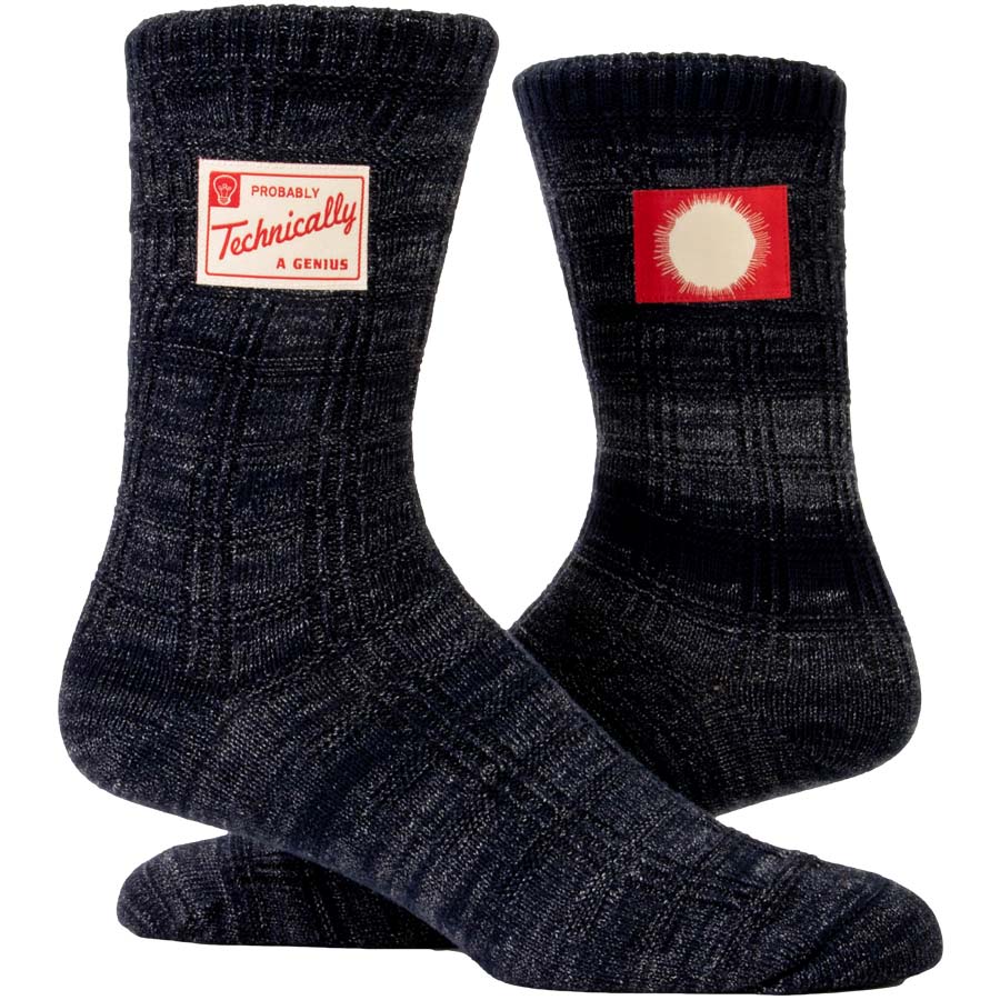 Probably Technically A Genius Tag Socks - Blue Q