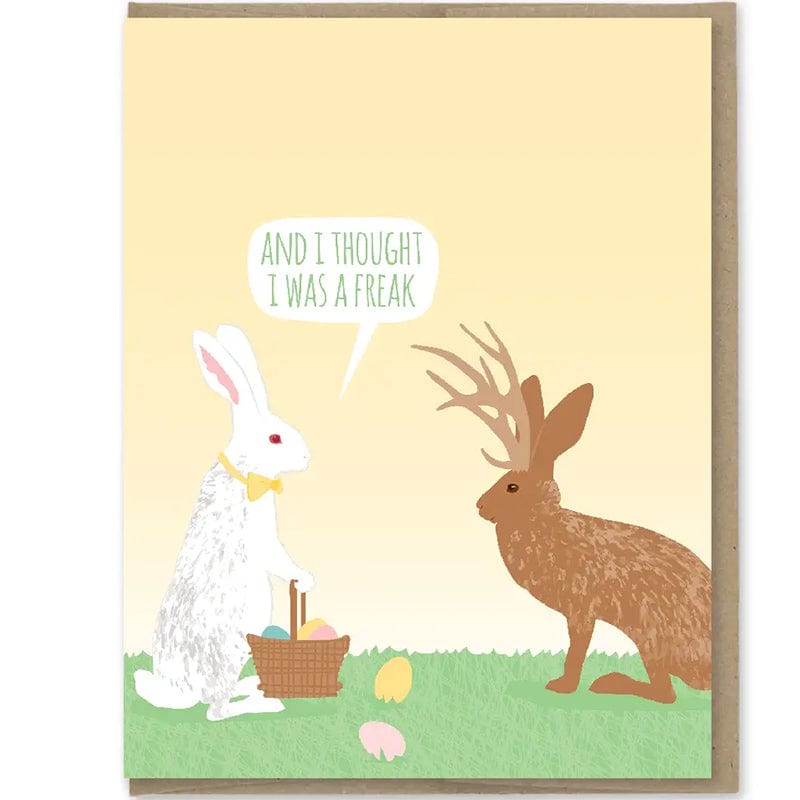 And I Thought I Was A Freak Jackalope Easter Card - Unique Gift by Modern Printed Matter