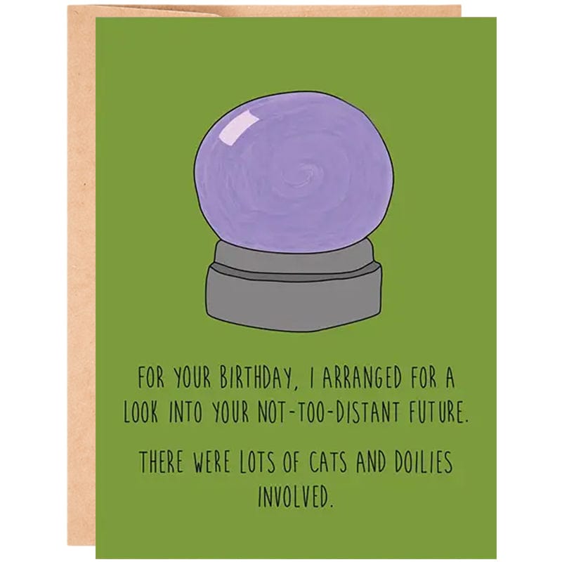 Cats & Doilies in Your Future Birthday Card - Unique Gift by Cheeky Kumquat