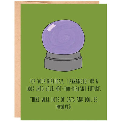 Cats & Doilies in Your Future Birthday Card - Unique Gift by Cheeky Kumquat