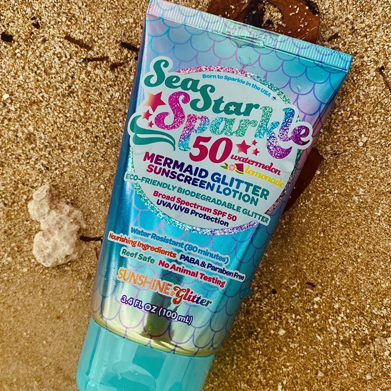 Mermaid Watermelon Lemonade Scented Glitter Sunscreen - Unique Gift by Sunshine & Glitter