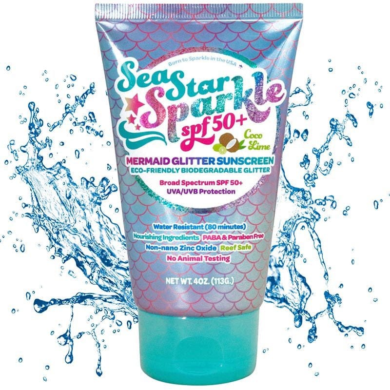 Sea Star Sparkle Mermaid Coco Lime Scented Glitter Sunscreen - Unique Gift by Sunshine & Glitter