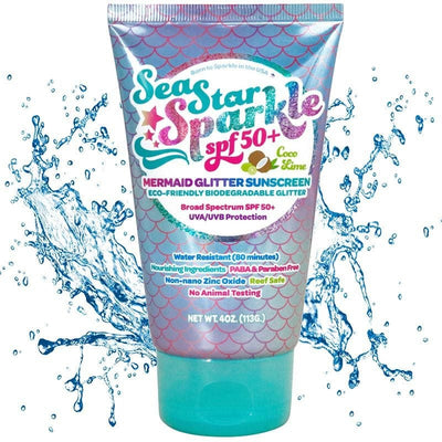 Sea Star Sparkle Mermaid Coco Lime Scented Glitter Sunscreen - Unique Gift by Sunshine & Glitter