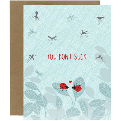 You Don't Suck Ladybug Greeting Card - Unique Gift by Modern Printed Matter