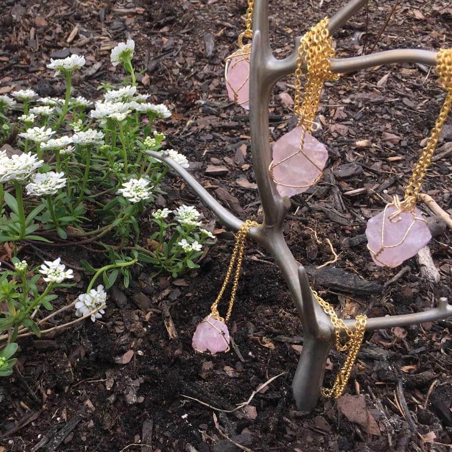Raw Genuine Rose Quartz Crystal Necklace by Perpetual Kid Exclusives