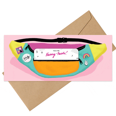 1980's Retro Fanny Pack Greeting + Money Holder Card