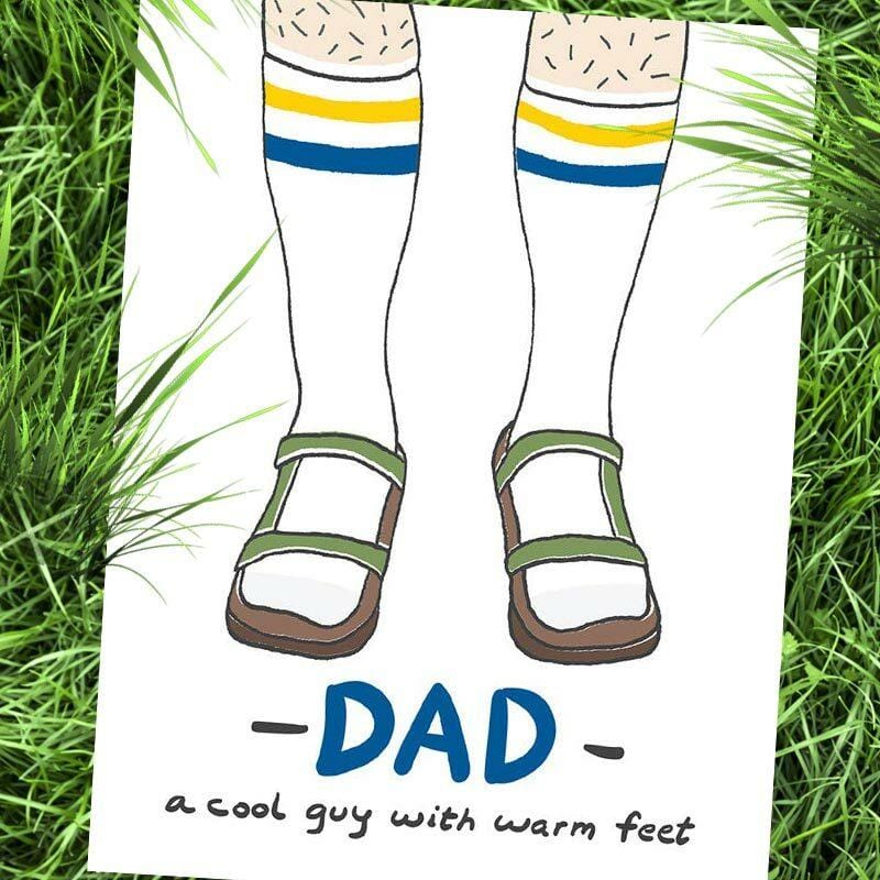A Cool Guy With Warm Feet Father's Day Card - Kat French Design