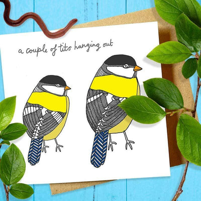 A Couple of Tits Fowl Bird Greeting Card - You`ve Got Pen On Your Face