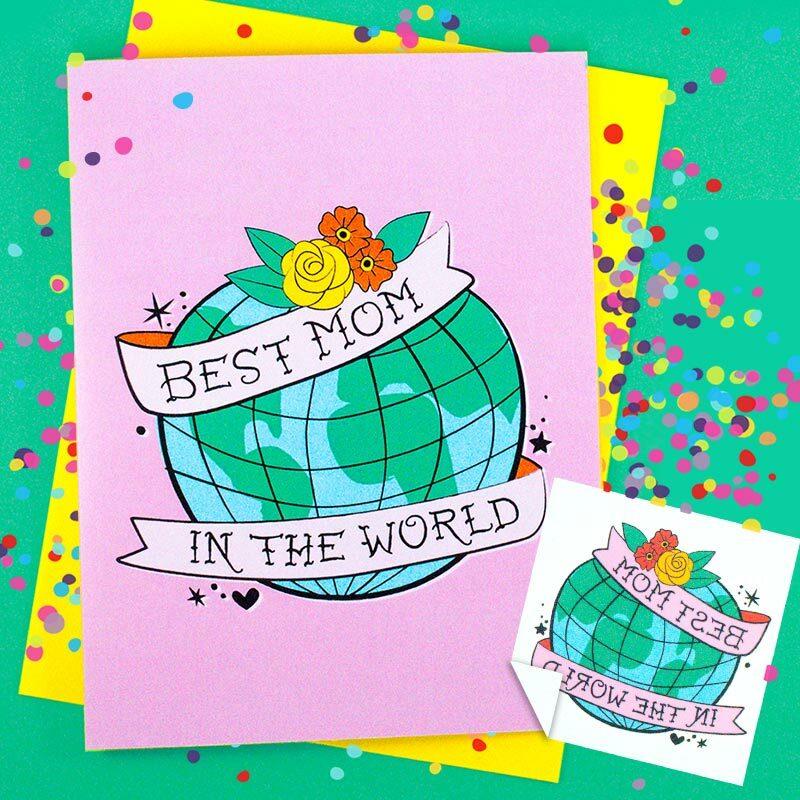 Best Mom in the World Mother's Day Card + Tattoo - Rhino Parade