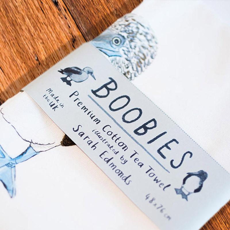 Booby Bird Fowl Language Dish Towel by Sarah Edmonds Illustration at Perpetual Kid