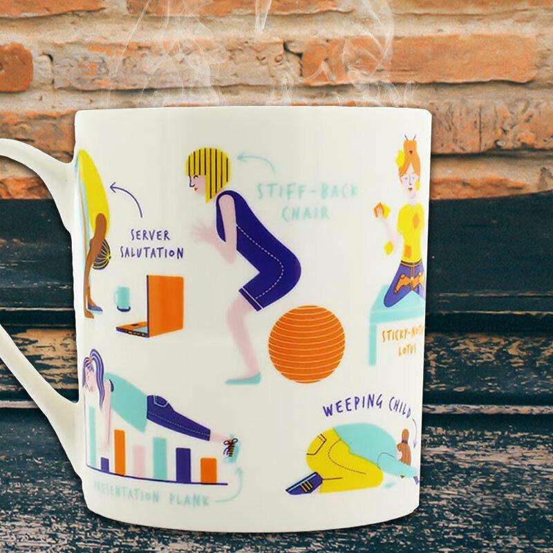 Office Yoga Mug by Ginger Fox at Perpetual Kid