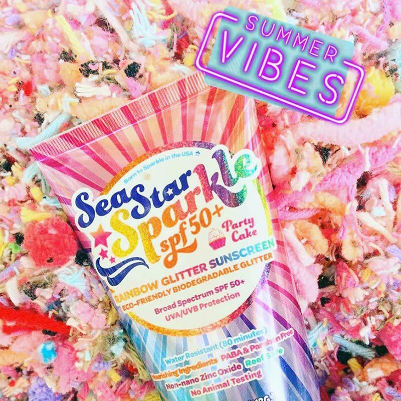 Rainbow Glitter Party Cake Scented Sunscreen by Sunshine & Glitter at Perpetual Kid