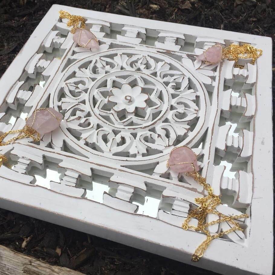 Raw Genuine Rose Quartz Crystal Necklace by Perpetual Kid Exclusives at Perpetual Kid