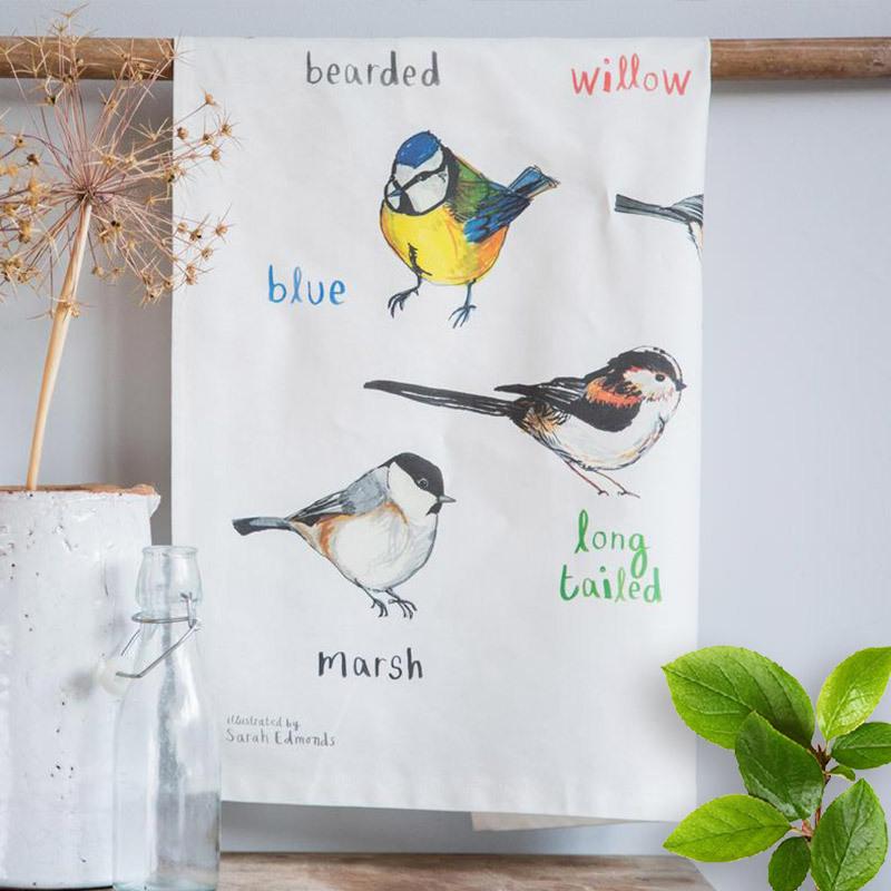 Small Avocets Bird Tea Towel, Avocet Dish Cloth, Blue Grey Bird