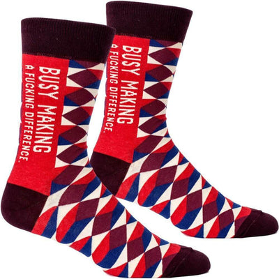 Busy Making A F*cking Difference Men's Socks - Blue Q