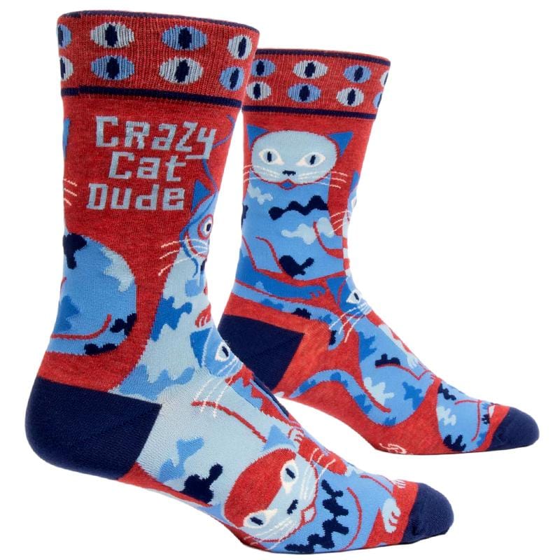 Crazy Cat Dude Men's Socks - Blue Q