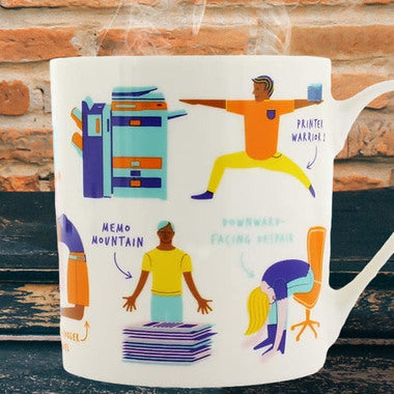 Office Yoga Mug by Ginger Fox