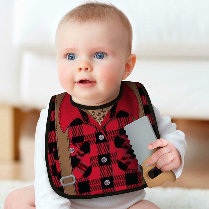 Dressed To Spill Lumberjack Bib + Teether Set - Fred & Friends
