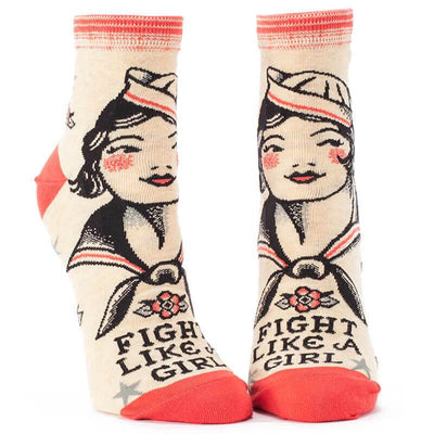 Fight Like A Girl Socks - Blue Q