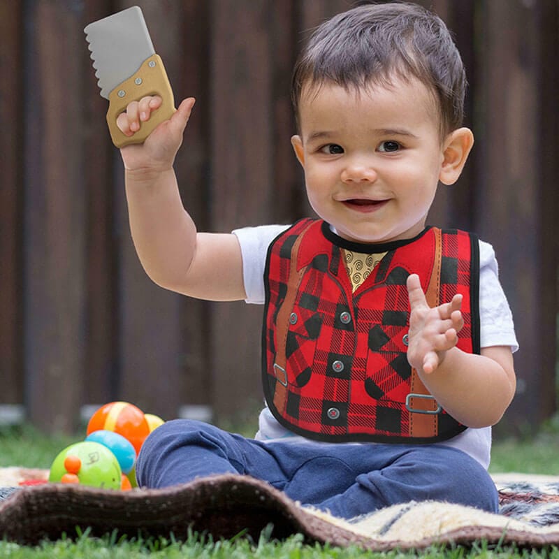 Dressed To Spill Lumberjack Bib + Teether Set - Fred & Friends