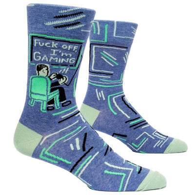 Fuck Off, I'm Gaming Men's Crew Socks - Blue Q