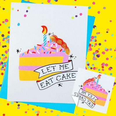Let Me Eat Cake Birthday Card + Temporary Tattoo - Rhino Parade