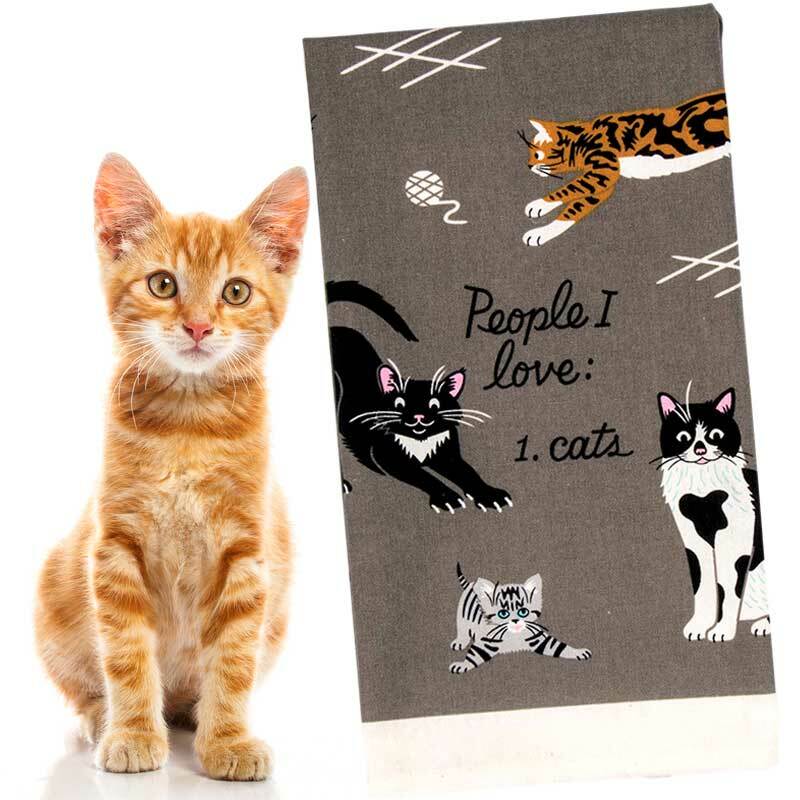 People I Love: Cats. Dish Towel - Blue Q