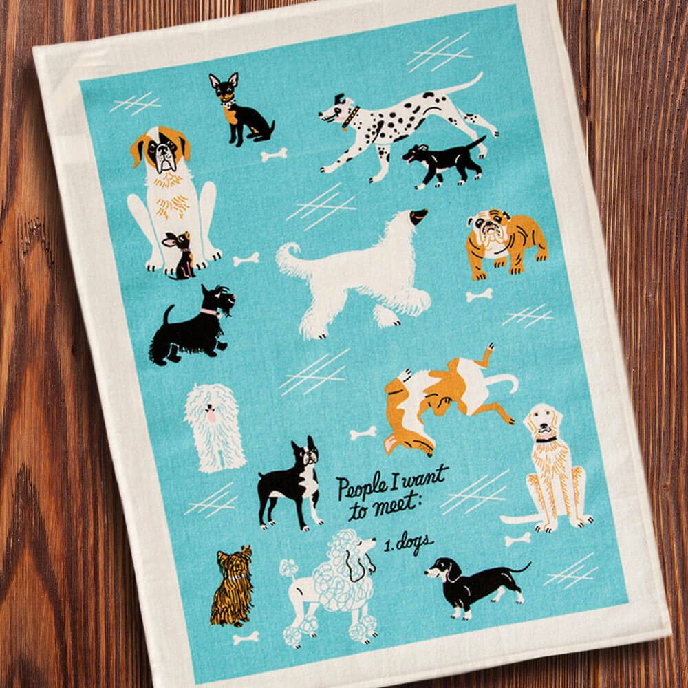 People I Want To Meet: Dogs Dish Towel - Blue Q