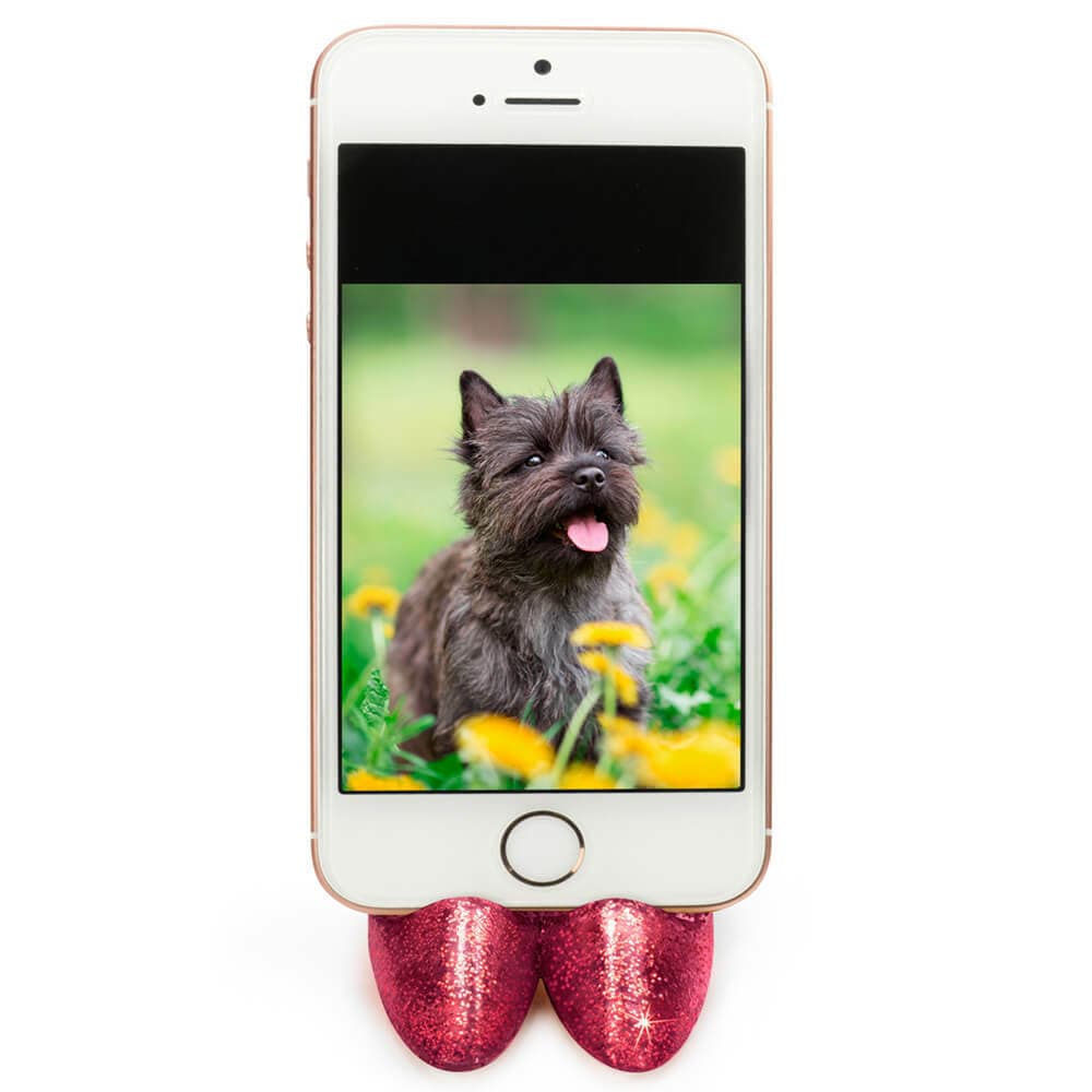 Pumped Up Ruby Red Glitter Phone Stand - Fred & Friends