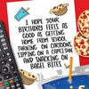 1980's Kid Pizza Bagel Bites Birthday Card by Knotty Cards