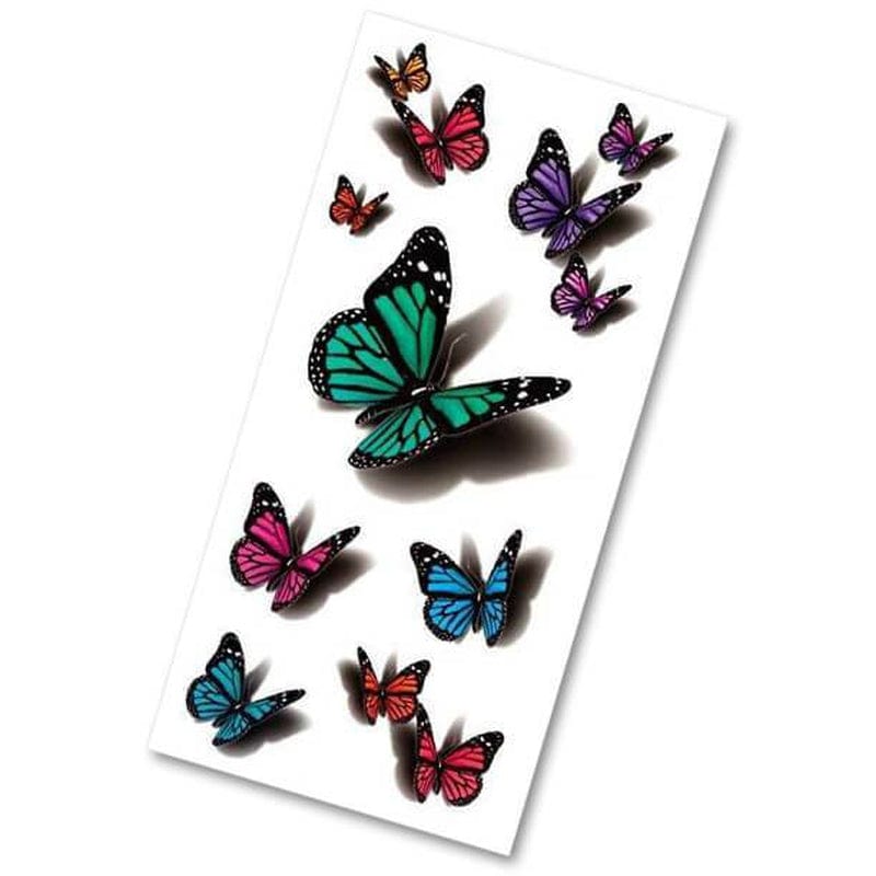 Vibrant 3D Butterfly Illusion Tattoos