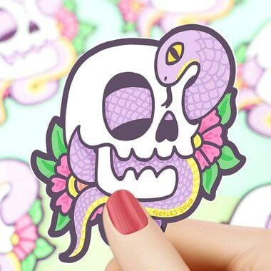Flowery Snake Skull Sticker by Turtle's Soup