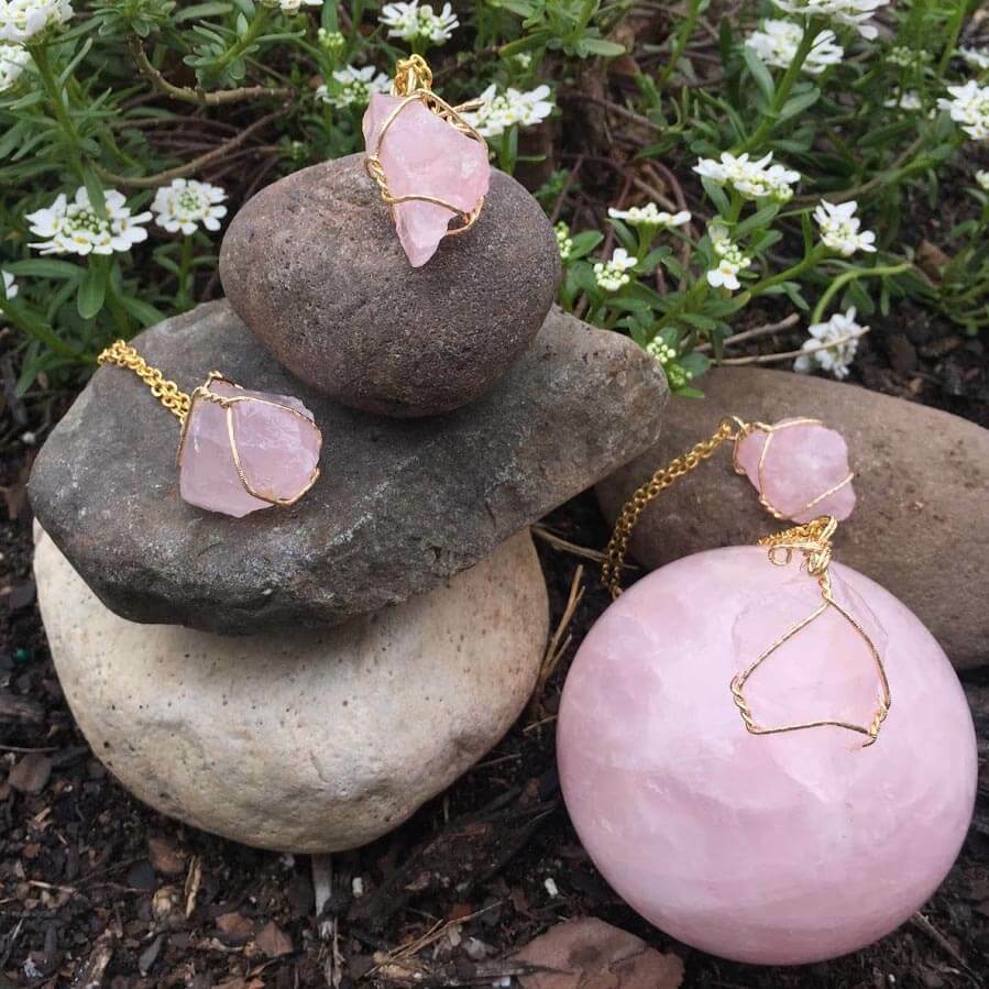 Raw Genuine Rose Quartz Crystal Necklace by Perpetual Kid Exclusives