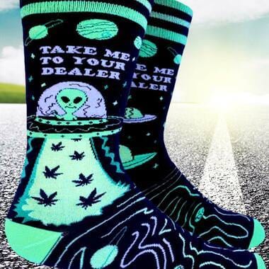 Take Me To Your Dealer Men's UFO Weed Socks by Groovy Things Co