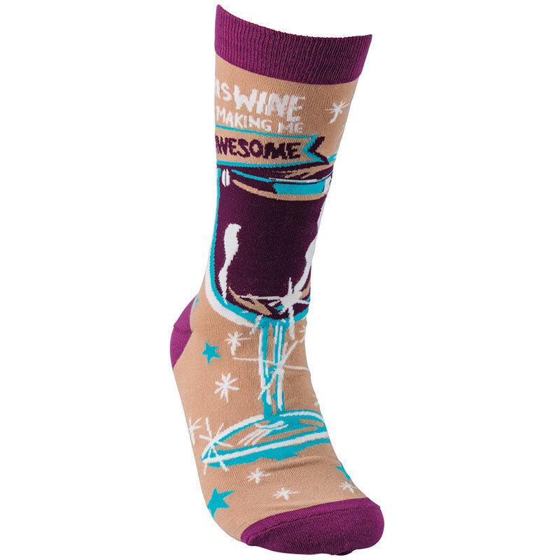This Wine Is Making Me Awesome Socks by Primitives by Kathy