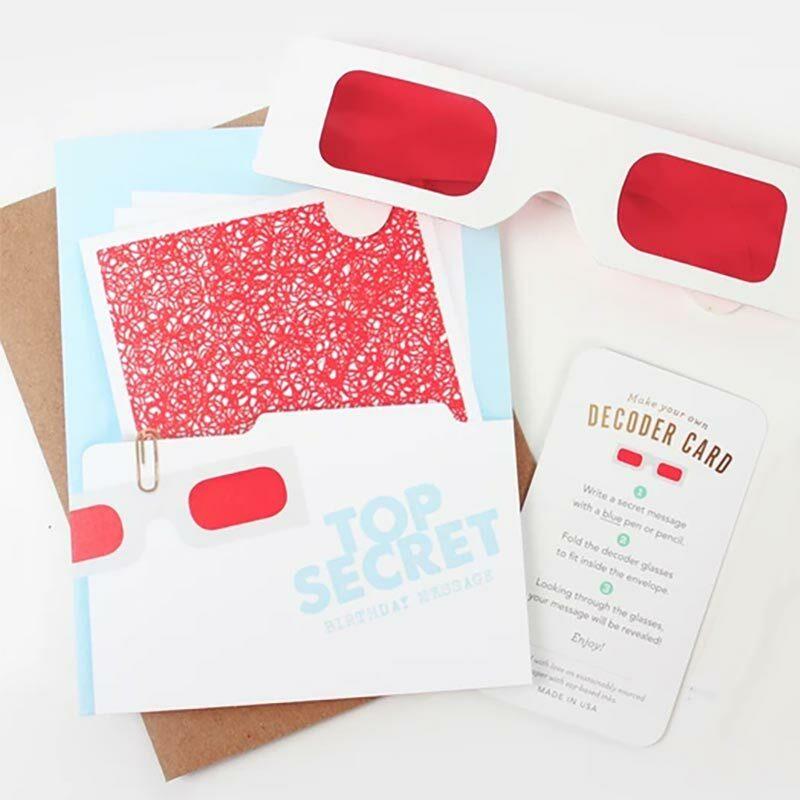 Top Secret File Decoder Birthday Card by Inklings Paperie