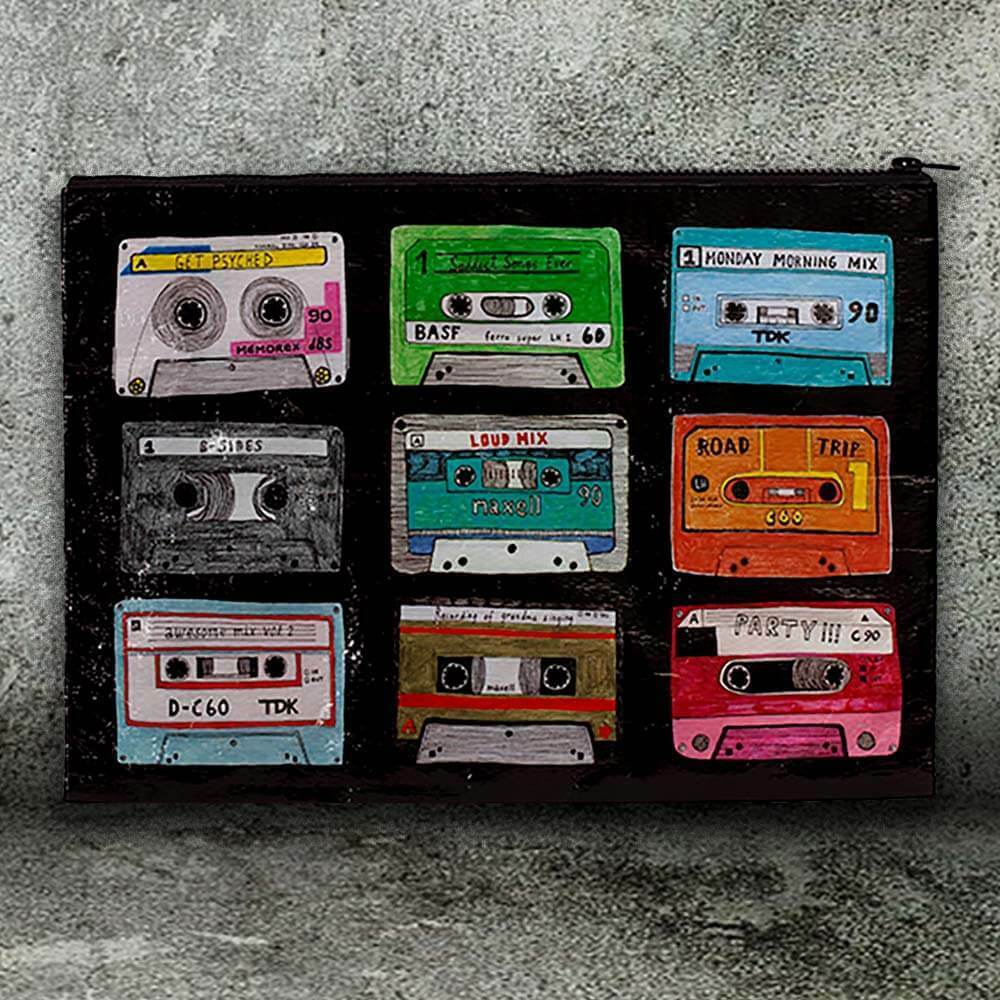 Retro Mixtape Jumbo Pouch - Blue Q