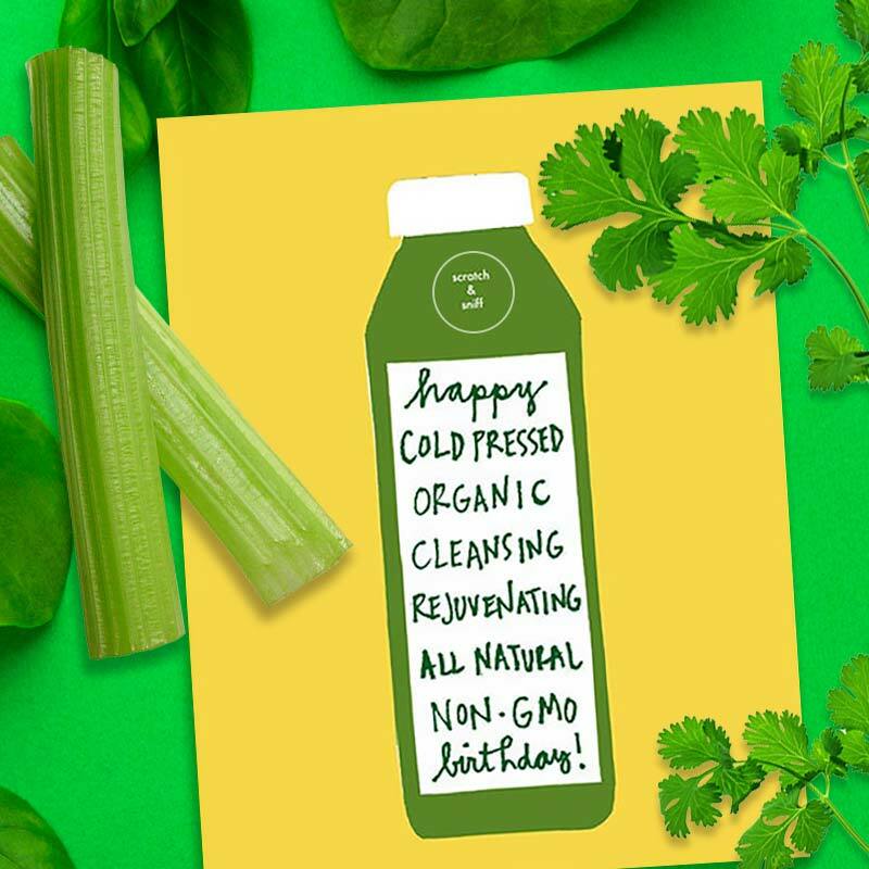 Scratch & Sniff Cold Pressed Birthday Card - La Familia Green