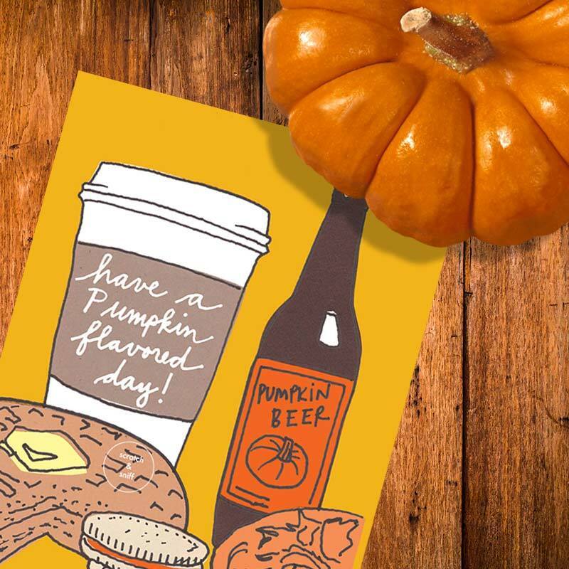 Scratch & Sniff Pumpkin Spice Scented Card - La Familia Green
