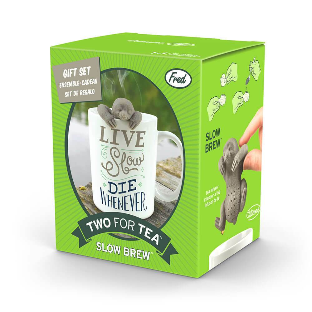 Slow Brew Two For Tea Mug + Sloth Tea Infuser Gift Set by Fred & Friends