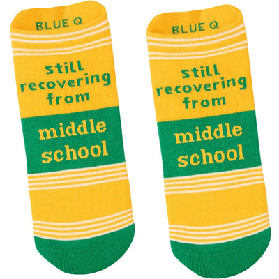 Still Recovering From Middle School Sneaker Socks - Blue Q