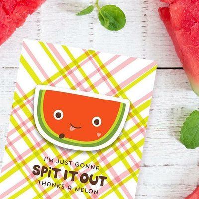 Thanks A Melon Sticker Greeting Card - Night Owl Paper Goods
